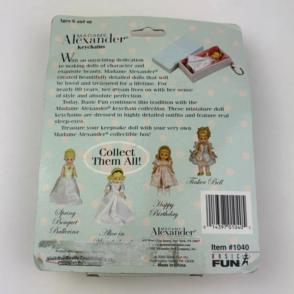 NIB Madame‎ Alexander Alice in Wonderland Mini Doll Keychain Eyes Work Collect